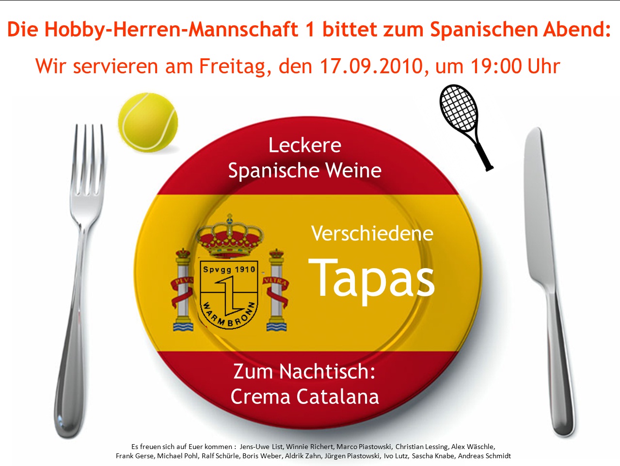 Bewirtung Hobby Herren Mannschaft   17 September 2010f